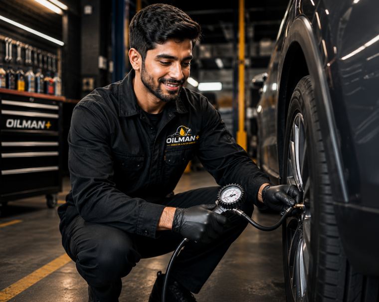 OIL MAN PLUS mobile mechanic checking a vehicle